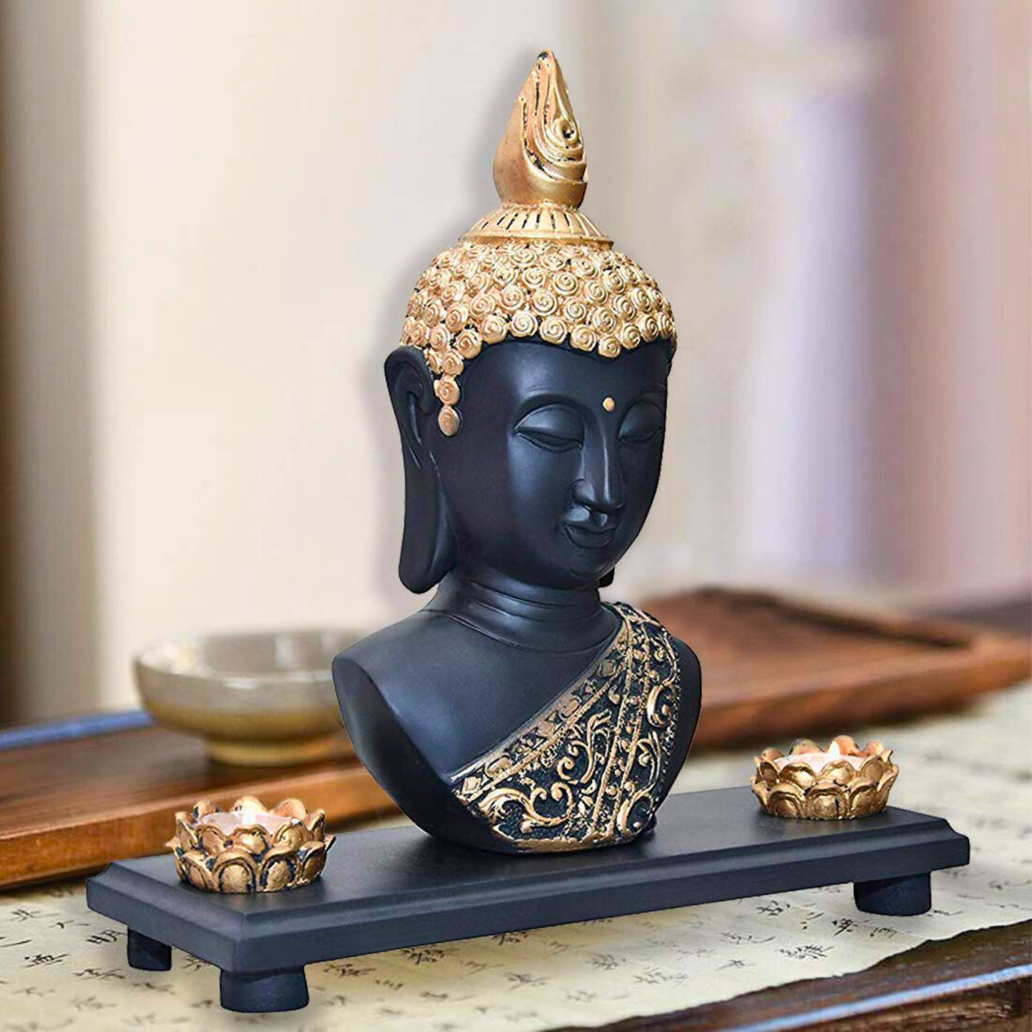 Polyresin and Marble Dust Buddha Statue
