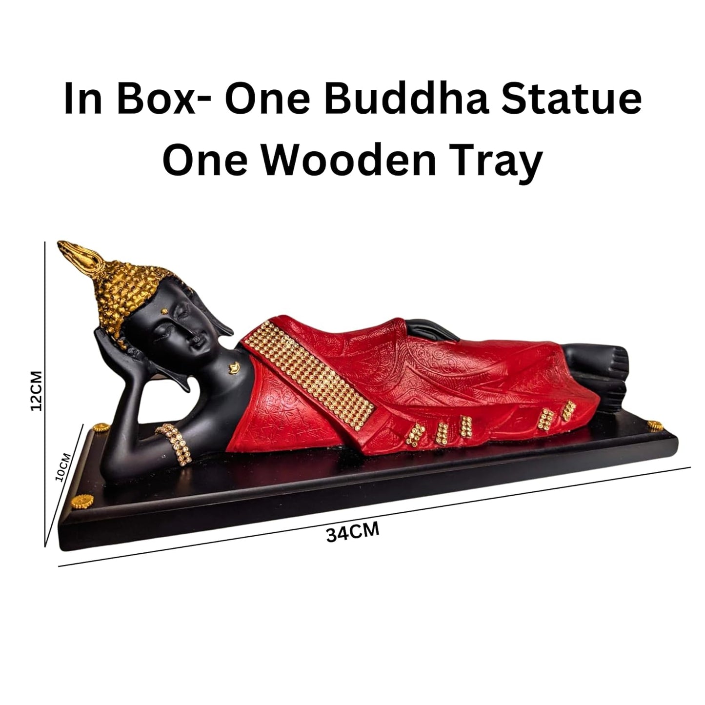 Lord Buddha Idol New Meditating Sitting Statue (Black)