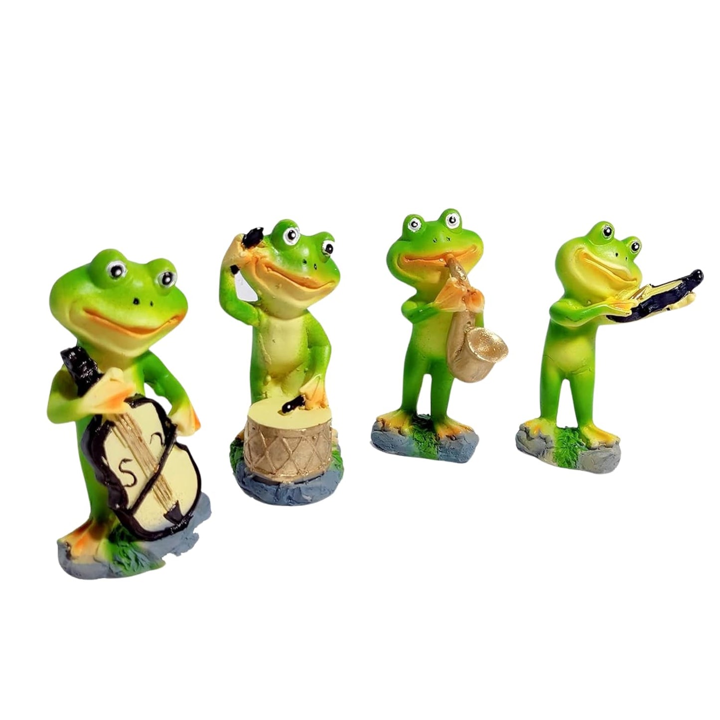 Frog Miniature Figurines | Decorative Showpiece for Home 1 Set 4 Pieces | Green