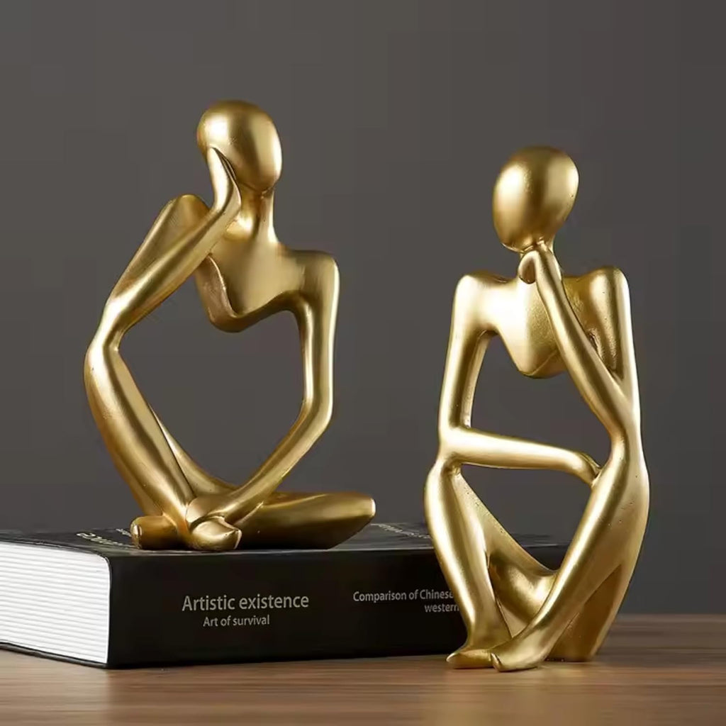 Set of 3 Abstract Thinker Men Statues – Elegant Modern Art Showpieces for Home Decor