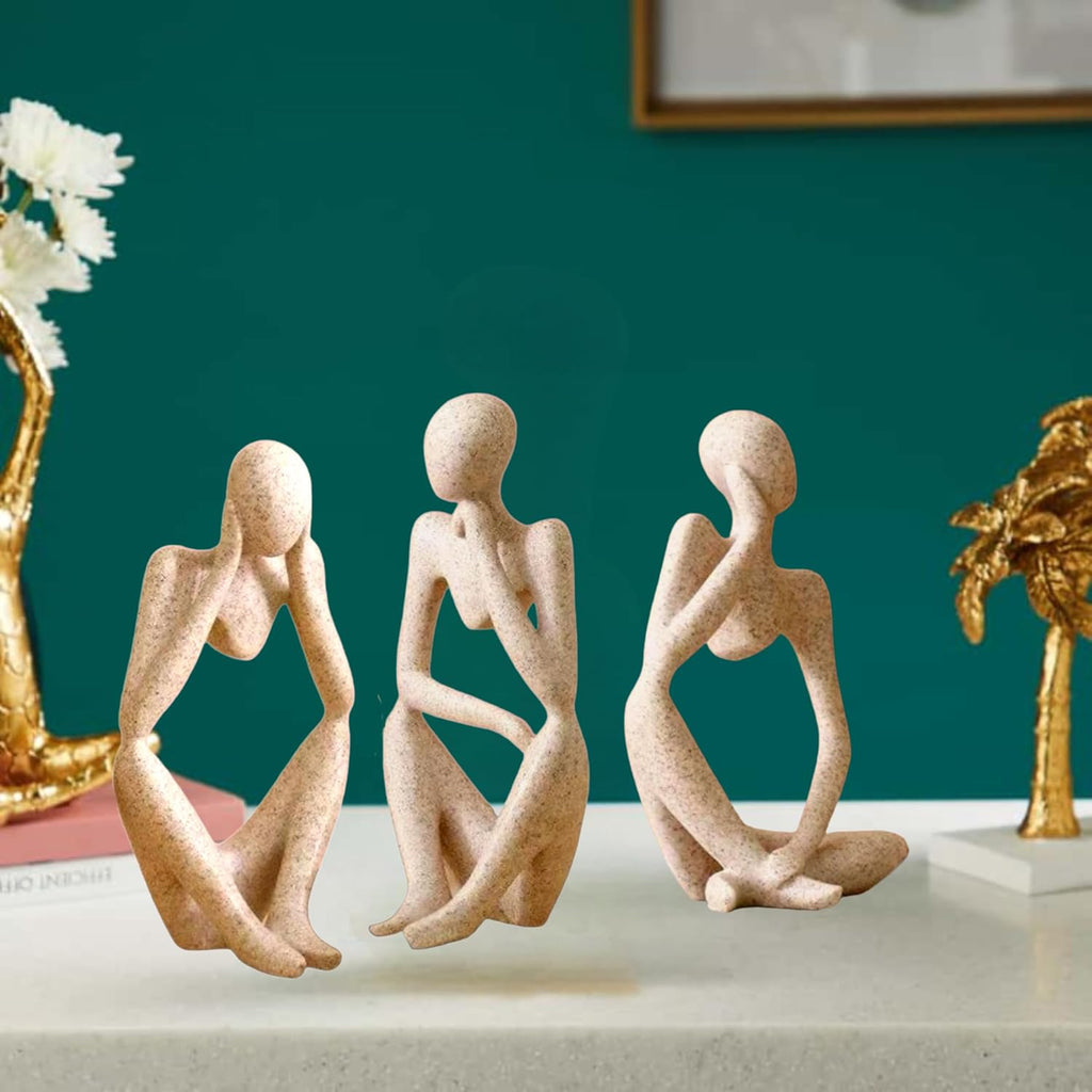 Set of 3 Abstract Thinker Men Statues for Home Decor