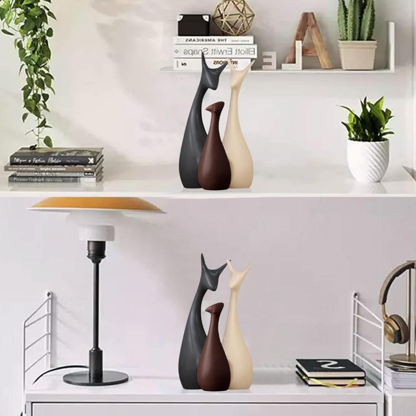 Home Decor Lucky Deer Family Statue Matte Finish Ceramic Figures showpiece for Home Decor Living Room - (Set of 3)