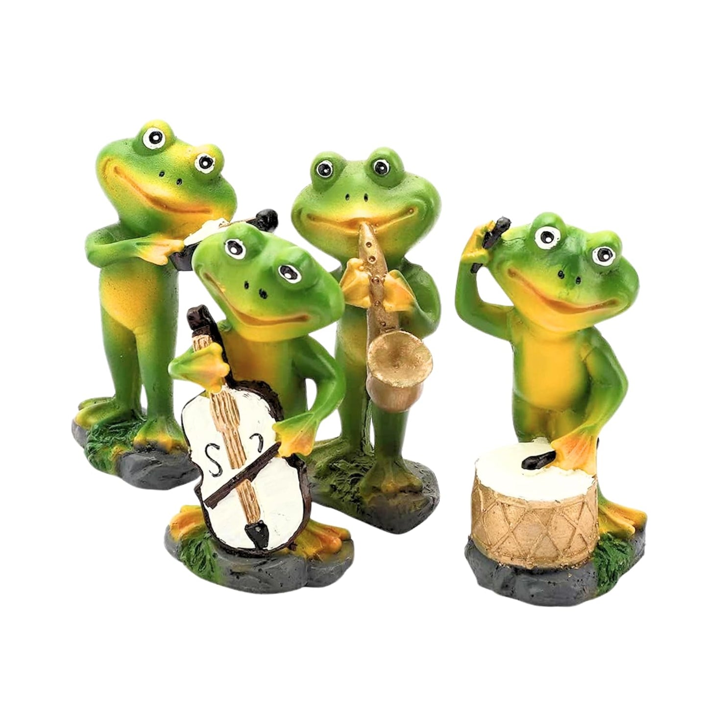 Frog Miniature Figurines | Decorative Showpiece for Home 1 Set 4 Pieces | Green