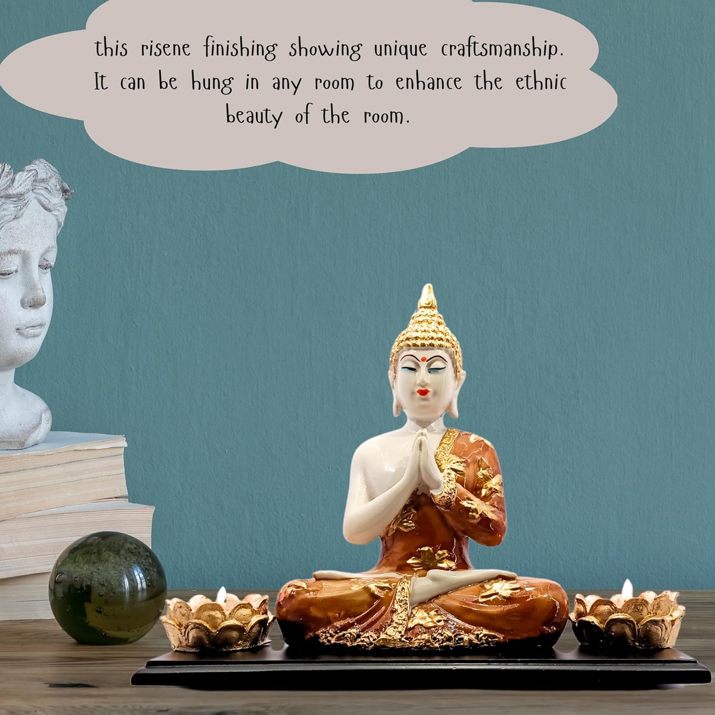 Lord Buddha Idol New Meditating Sitting Buddha Statue | Car Dashboard & Griha Pravesh Gift (Black)