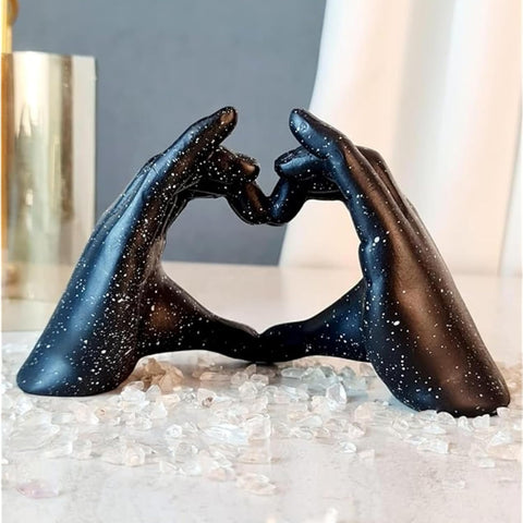 Heart Shaped Love Hand Home Decor Showpiece Elegant Resin Sculpture for Living Room Home & Office (BlacK)