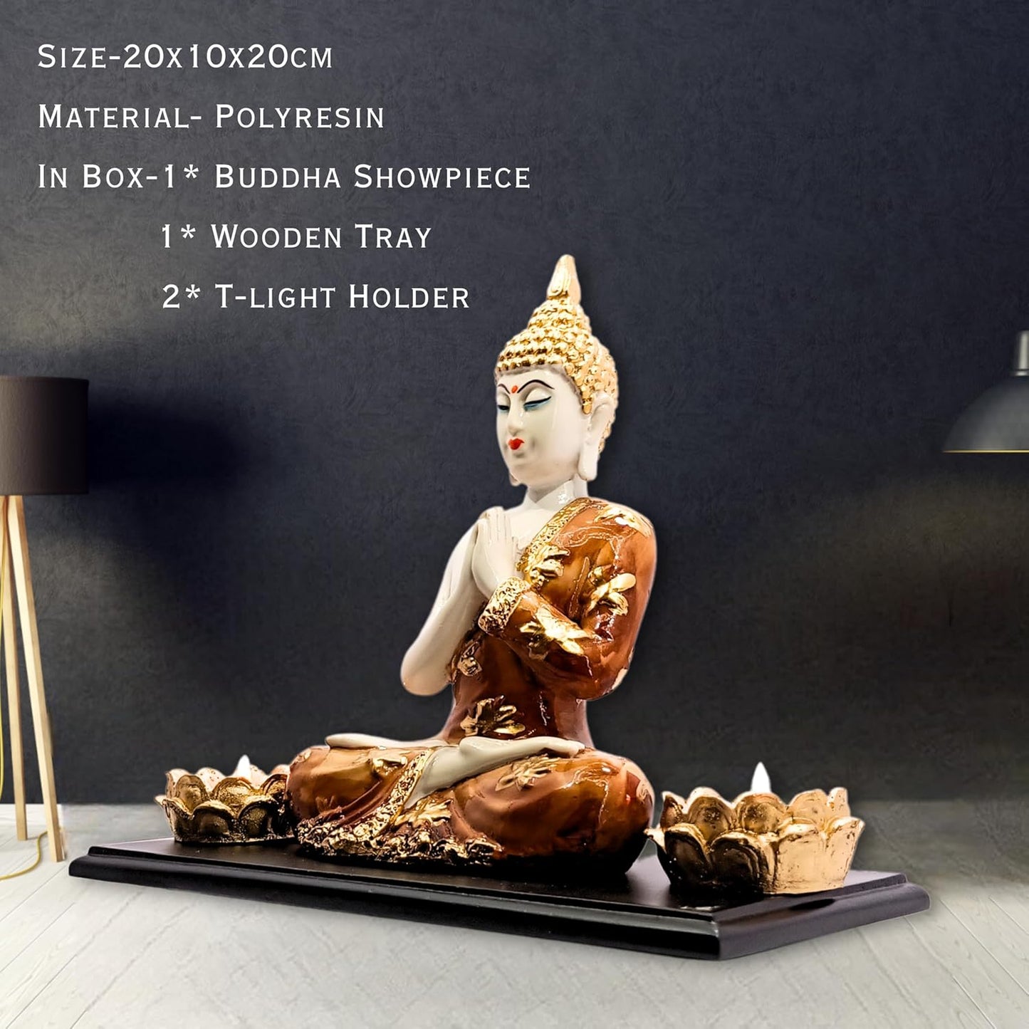 Lord Buddha Idol New Meditating Sitting Buddha Statue | Car Dashboard & Griha Pravesh Gift (Black)