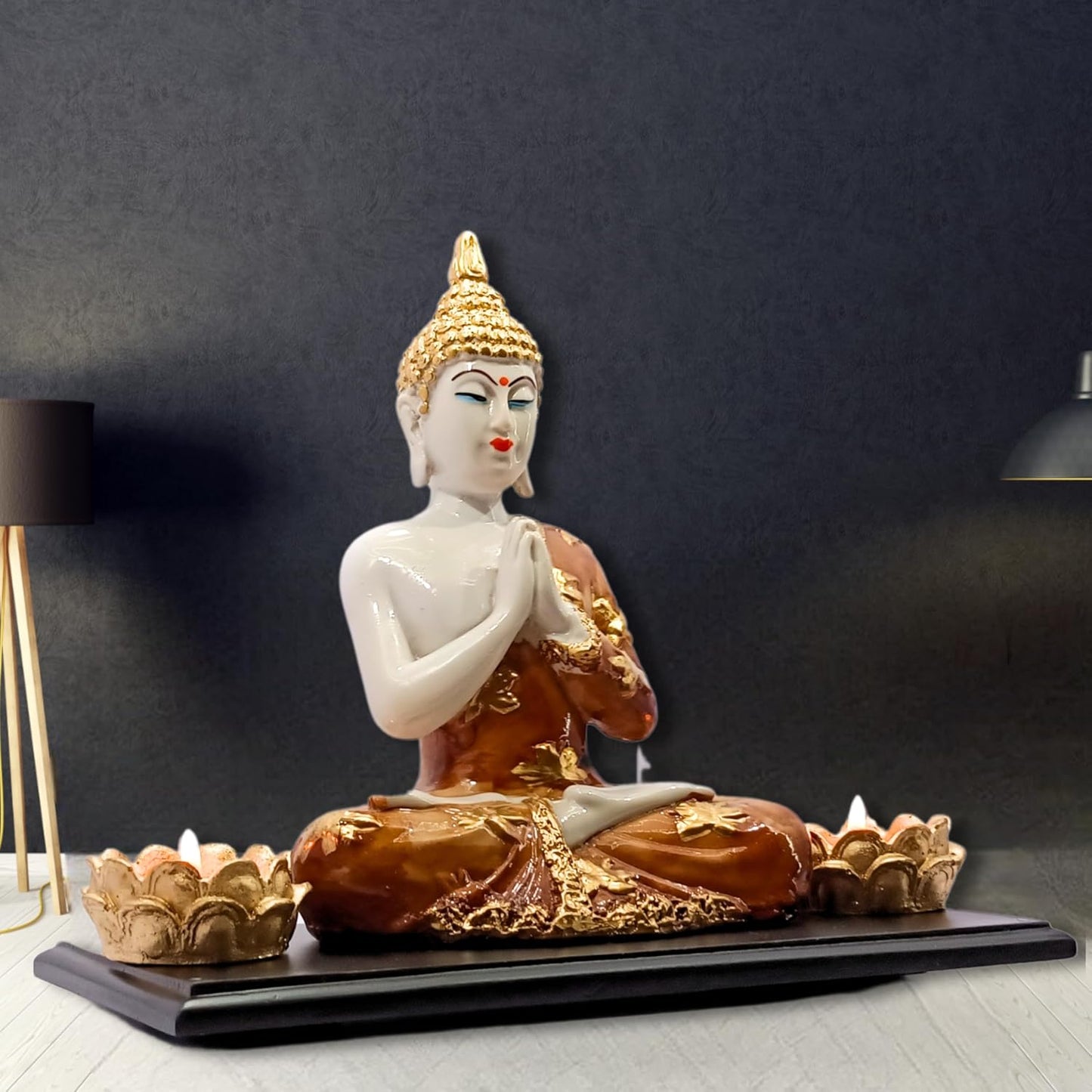Lord Buddha Idol New Meditating Sitting Buddha Statue | Car Dashboard & Griha Pravesh Gift (Black)