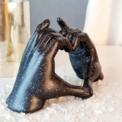 Heart Shaped Love Hand Home Decor Showpiece Elegant Resin Sculpture for Living Room Home & Office (BlacK)