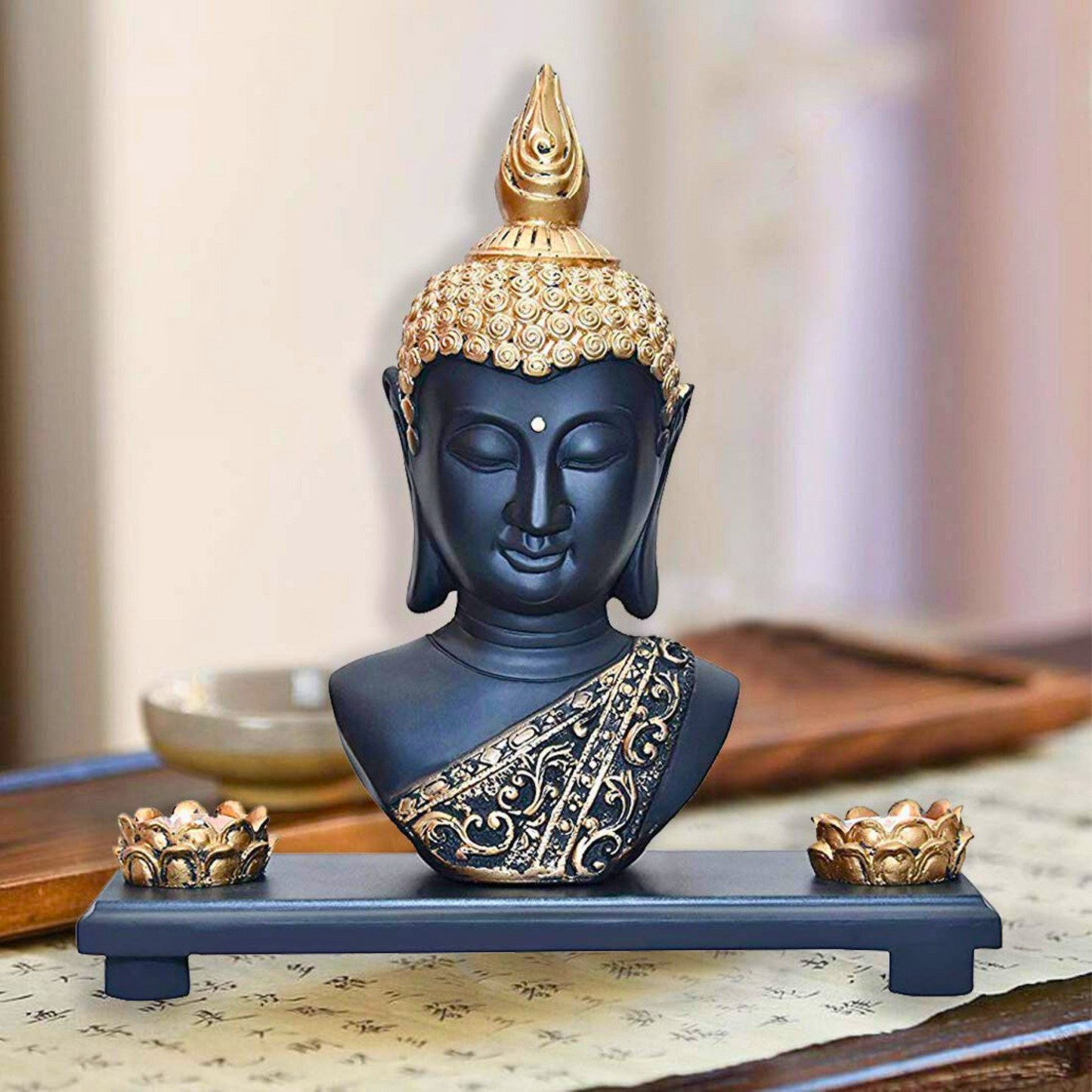 Polyresin and Marble Dust Buddha Statue