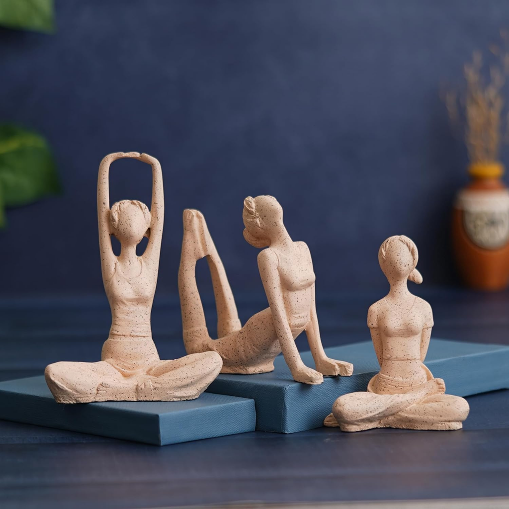 Set of Three Modern Art Yoga Statue