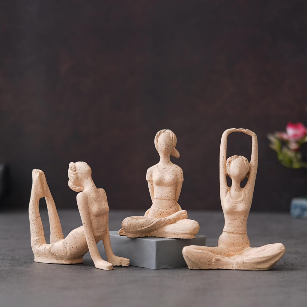 Set of Three Modern Art Yoga Statue