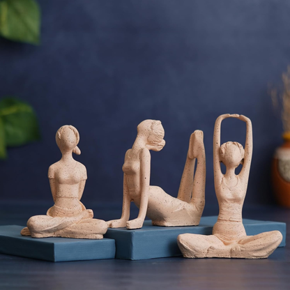 Set of Three Modern Art Yoga Statue