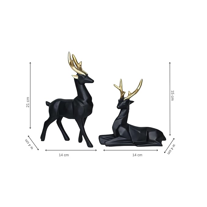 Set of 2 Resin Deer Sculptures – Symbol of Family, Love &amp; Elegance