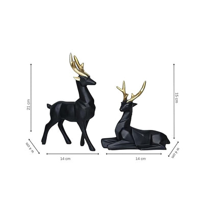Set of 2 Resin Deer Sculptures – Symbol of Family, Love &amp; Elegance