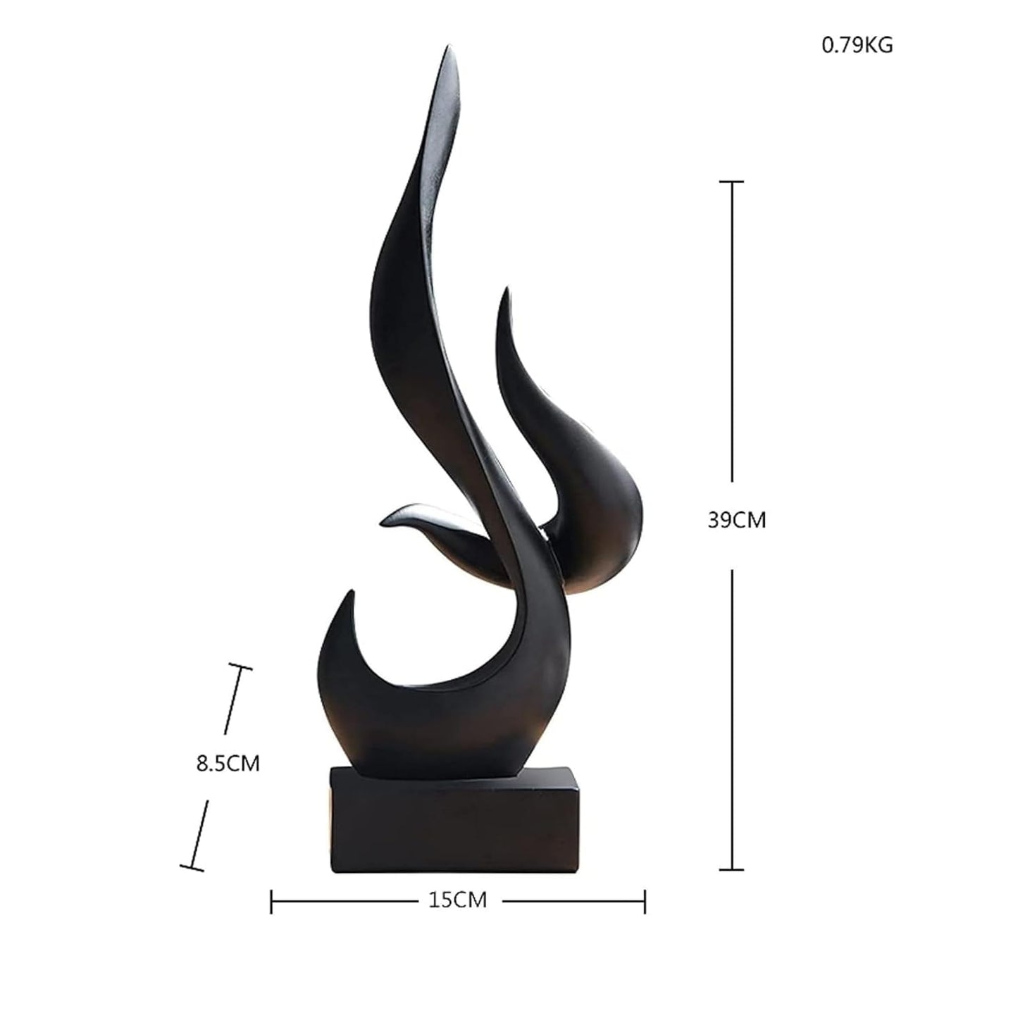 Fire Abstract Ceramic Modern Sculpture for Shelf Table Decoration (Black) (Pack of 1)