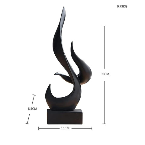 Fire Abstract Ceramic Modern Sculpture for Shelf Table Decoration (Black) (Pack of 1)