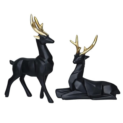 Set of 2 Resin Deer Sculptures – Symbol of Family, Love &amp; Elegance