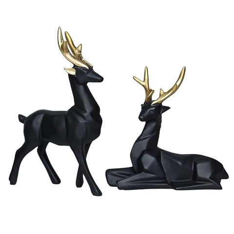 Set of 2 Resin Deer Sculptures – Symbol of Family, Love & Elegance