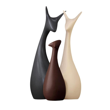 Home Decor Lucky Deer Family Statue Matte Finish Ceramic Figures showpiece for Home Decor Living Room - (Set of 3)