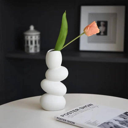 Decorative Ceramic Vase for Flowers, Pampas Grass Vase Height- 25 Cm, White