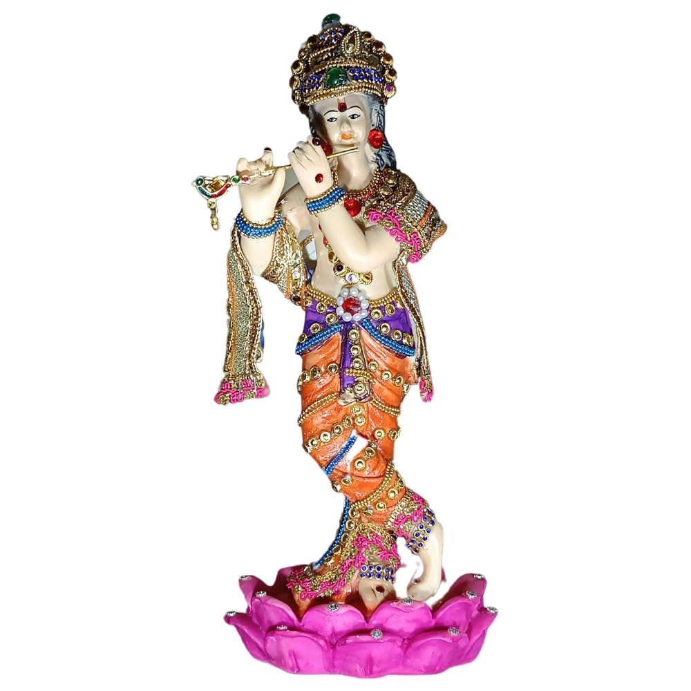 Lord Krishna Idol Decorative Statue in Flute Playing Pose for Office Desk