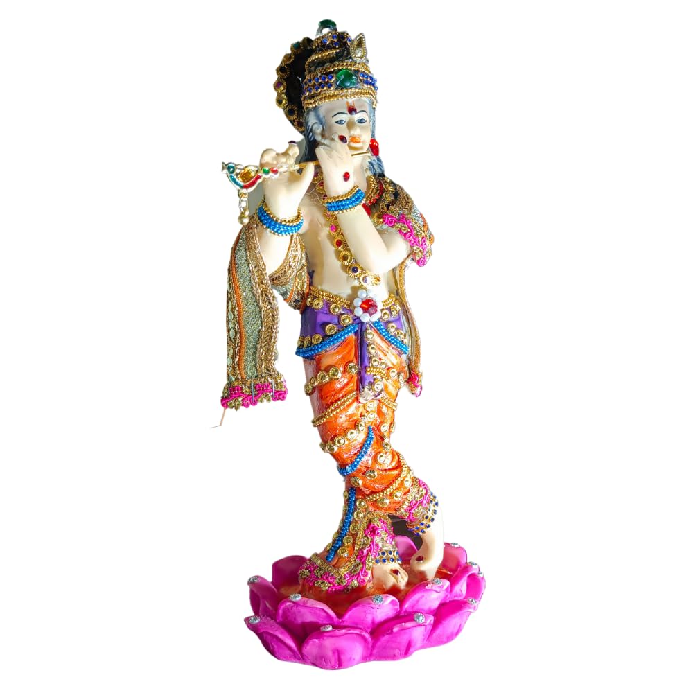 Lord Krishna Idol Decorative Statue in Flute Playing Pose for Office Desk