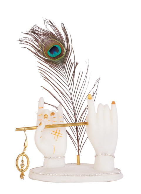 Lord Krishna Idol Decorative Statue in Flute Playing Pose, Kanha Ji Murti for Office Desk (Pack of 1)