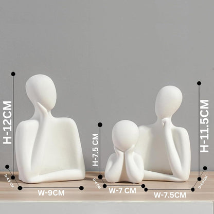 Abstract Thinker Men Statues for Home Decor (Set of 3, White)