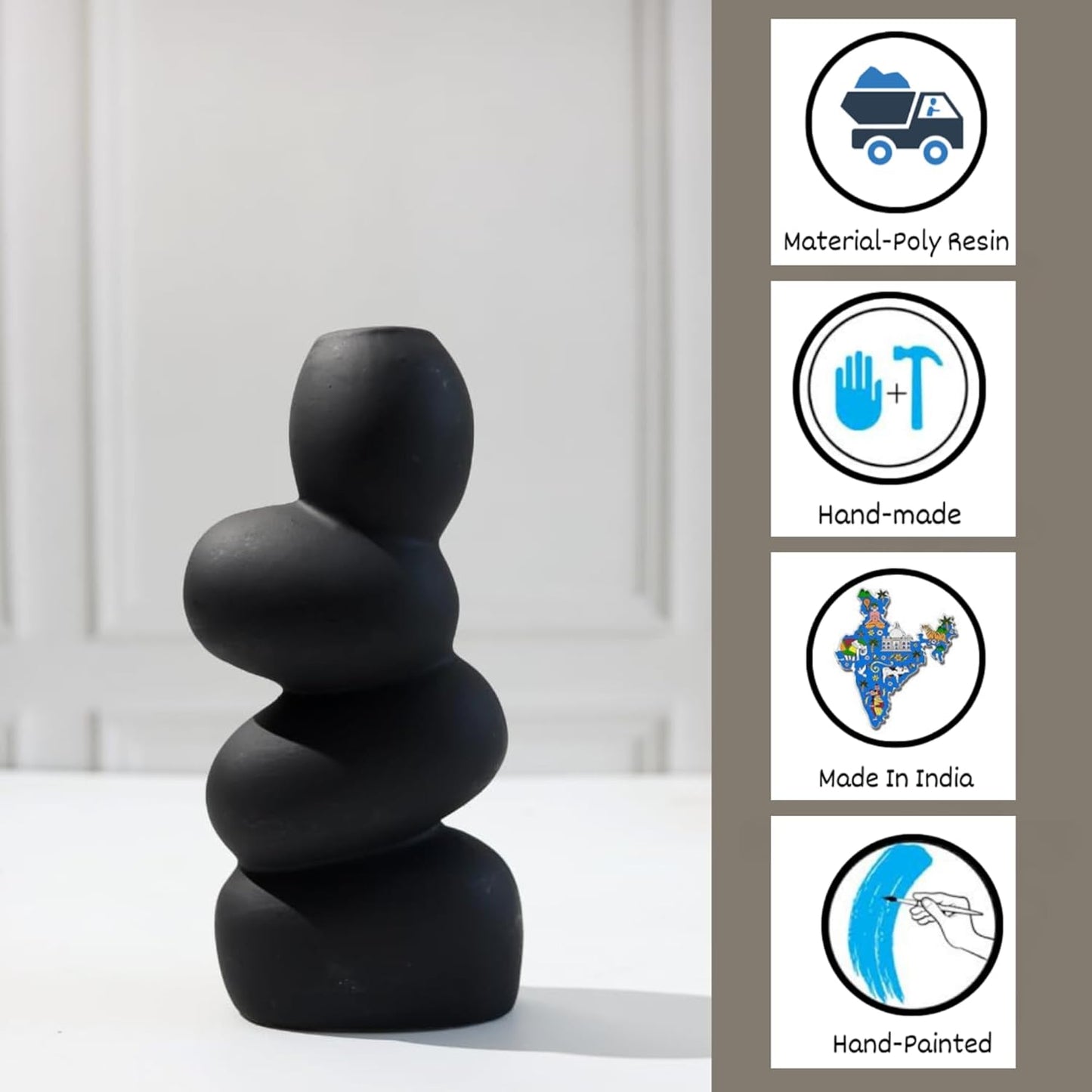 Decorative Ceramic Vase for Flowers, Pampas Grass Vase, Vase for Money Plant Live Plants for Home Black