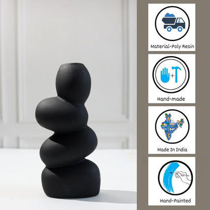 Decorative Ceramic Vase for Flowers, Pampas Grass Vase, Vase for Money Plant Live Plants for Home Black