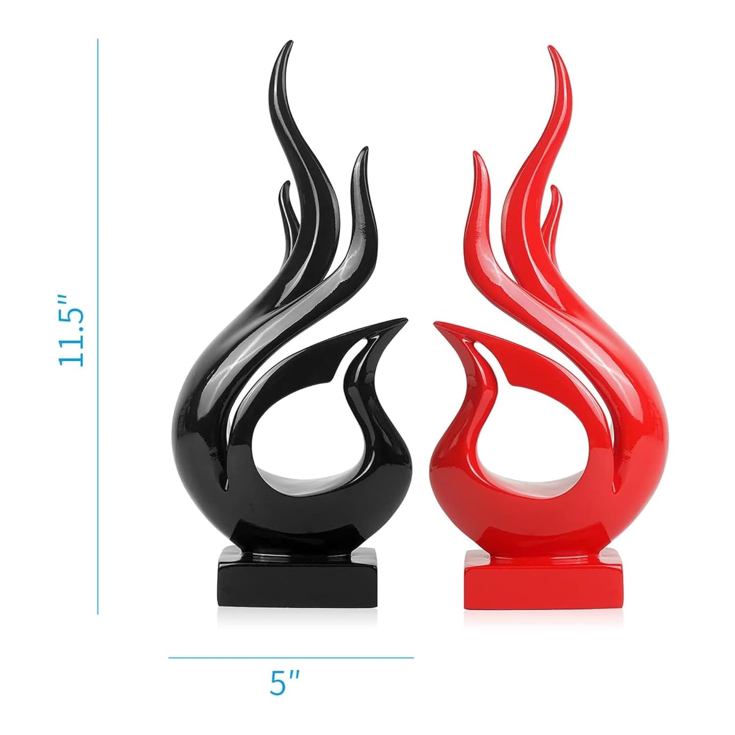 Agni Abstract Ceramic Modern Sculpture (Red & Black) (Pack of 2)