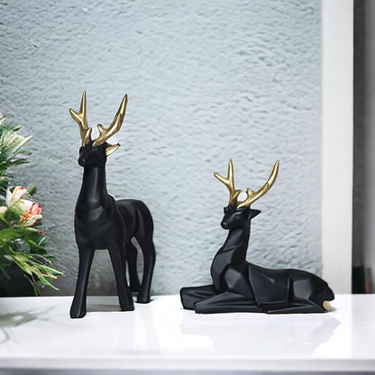 Set of 2 Resin Deer Sculptures – Symbol of Family, Love &amp; Elegance