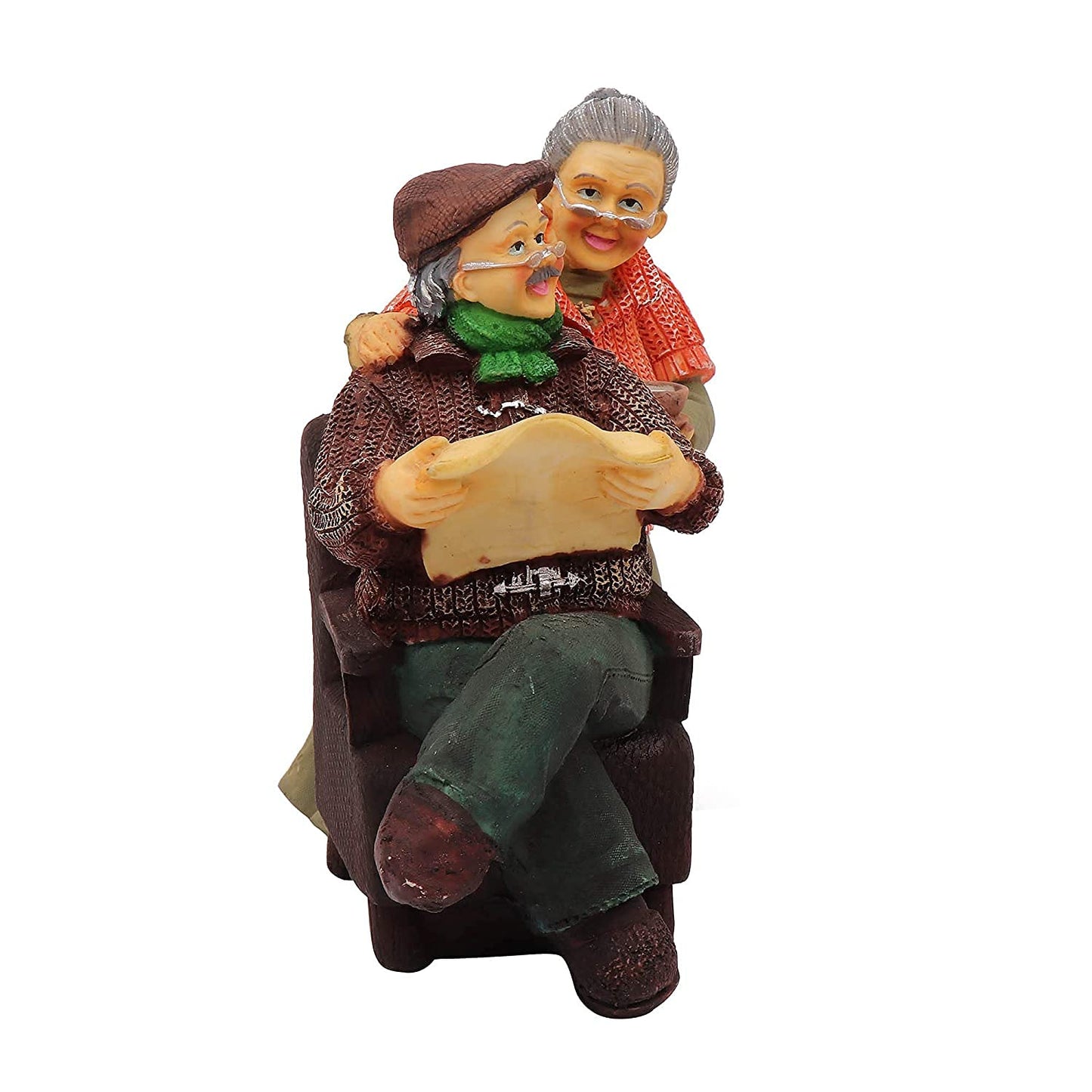 Beautiful Hand Painted |Medium Size Resin Sitting Romantic Couple for Home Decor