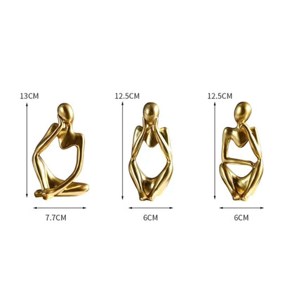 Set of 3 Abstract Thinker Men Statues – Elegant Modern Art Showpieces for Home Decor