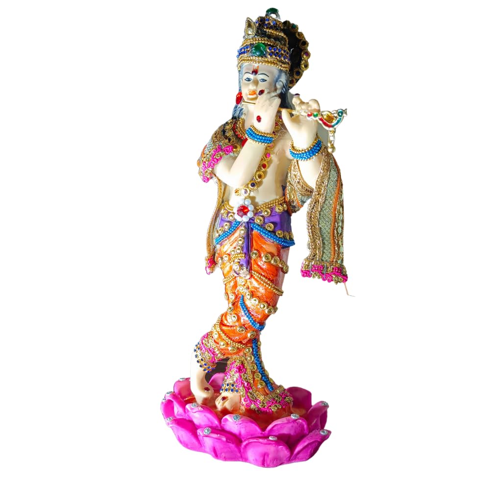 Lord Krishna Idol Decorative Statue in Flute Playing Pose for Office Desk