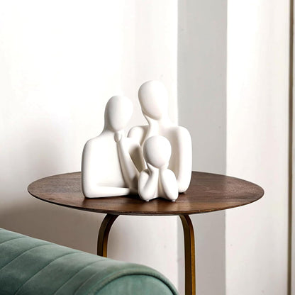 Abstract Thinker Men Statues for Home Decor (Set of 3, White)