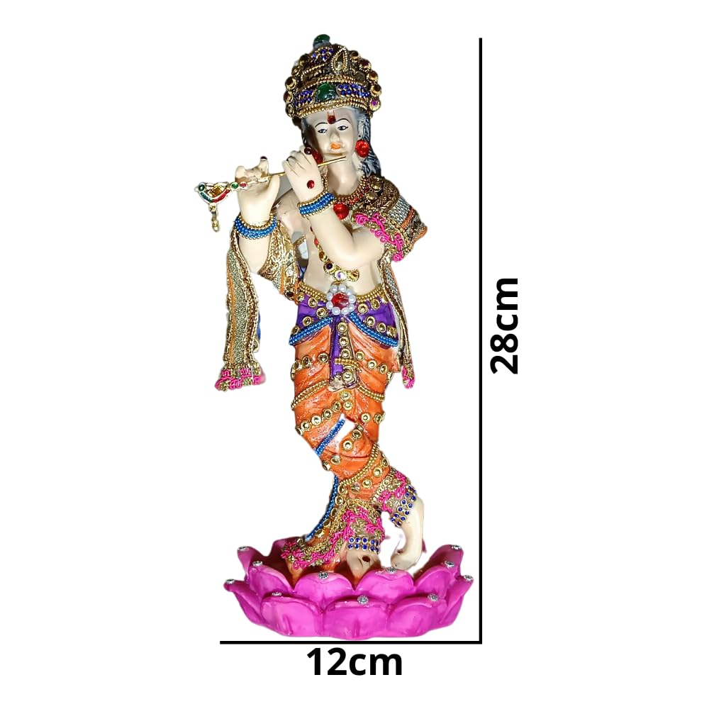 Lord Krishna Idol Decorative Statue in Flute Playing Pose for Office Desk