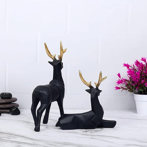 Set of 2 Resin Deer Sculptures – Symbol of Family, Love & Elegance