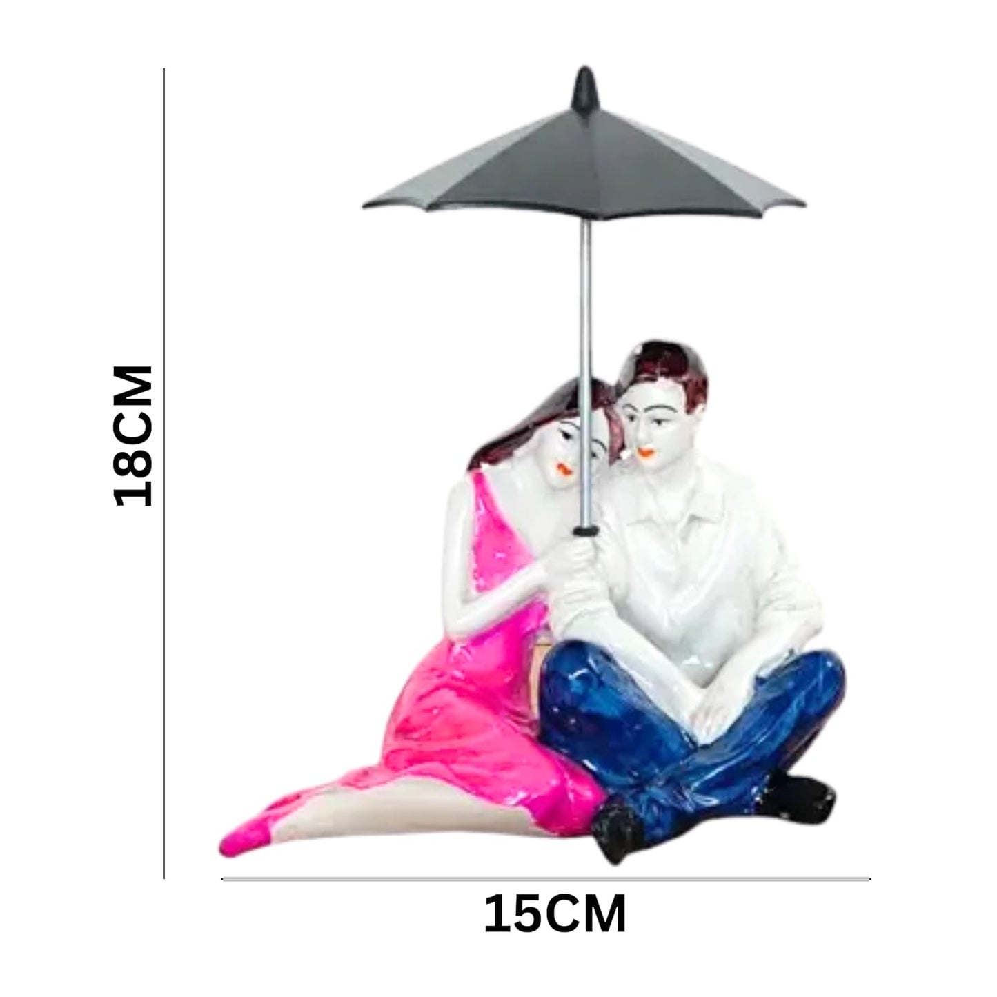 Beautiful Hand Painted Medium Size Resin Sitting Romantic Couple