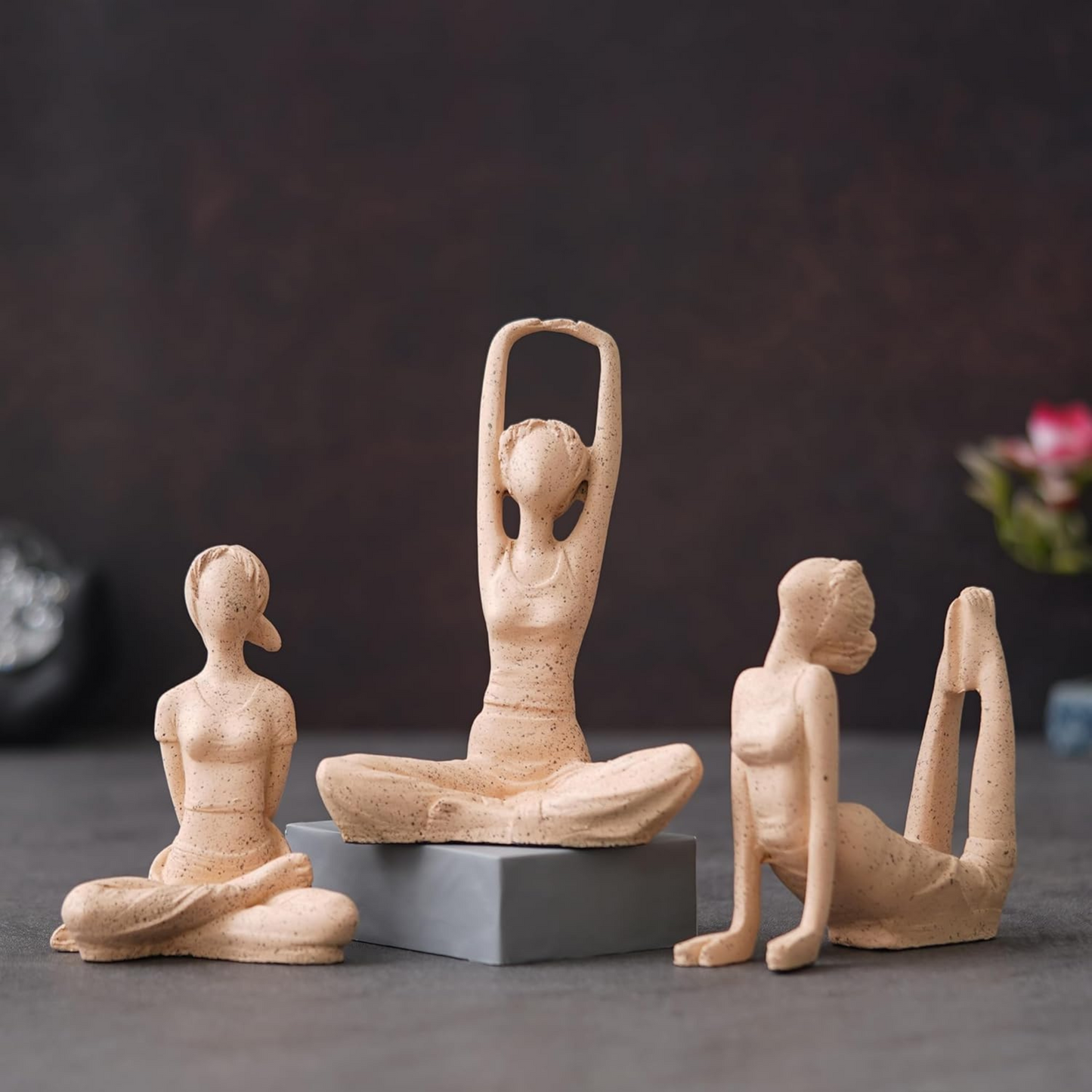 Set of Three Modern Art Yoga Statue