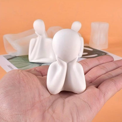 Abstract Thinker Men Statues for Home Decor (Set of 3, White)