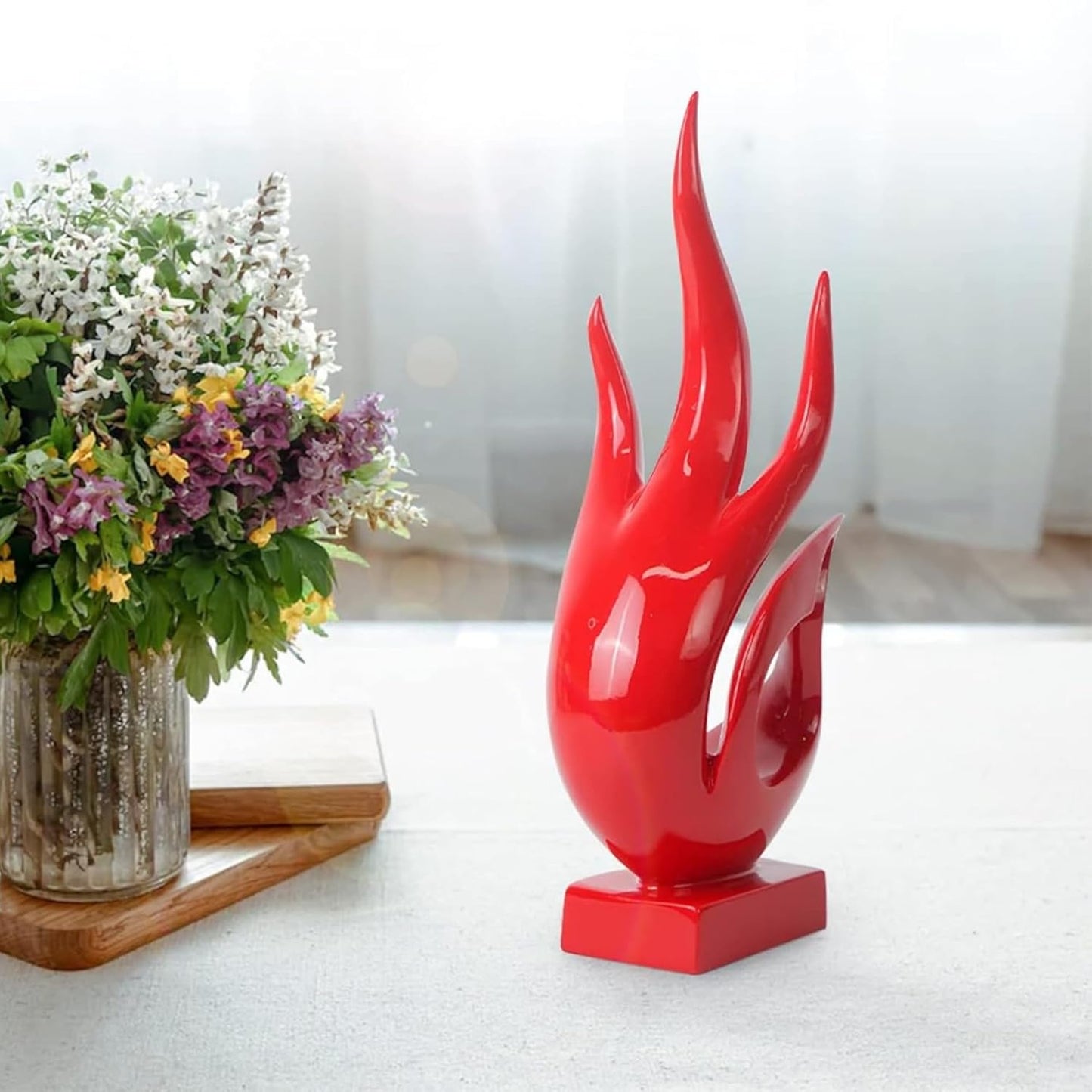 Agni Abstract Resin Modern Sculpture (Red)