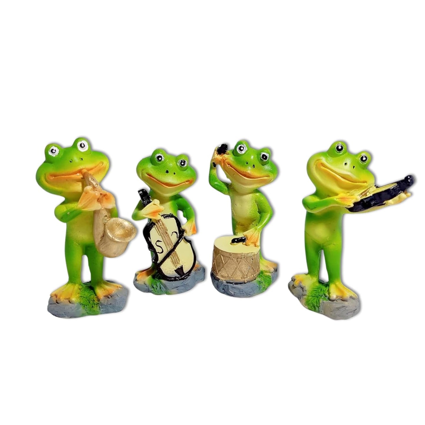 Frog Miniature Figurines | Decorative Showpiece for Home 1 Set 4 Pieces | Green