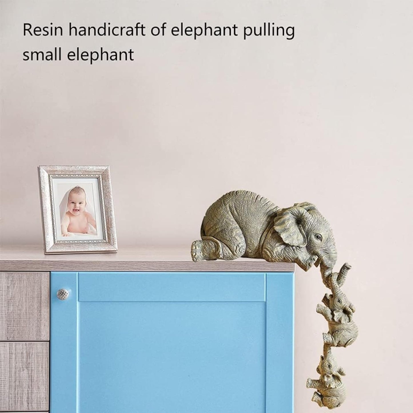 Premium 3 Elephant Family Shelf Sitter | Mother and Baby Hanging Figurines
