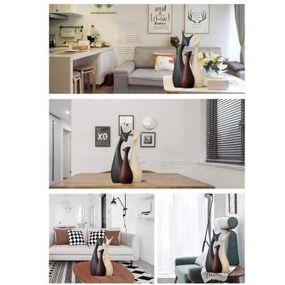 Home Decor Lucky Deer Family Statue Matte Finish Ceramic Figures showpiece for Home Decor Living Room - (Set of 3)