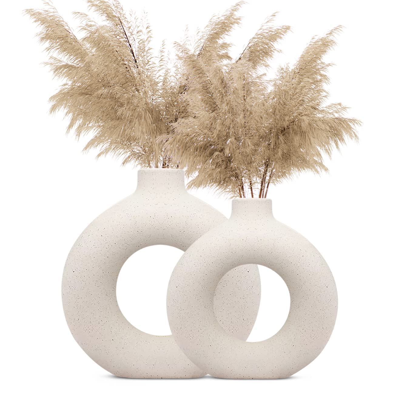 Decorative Ceramic Vase for Flowers, Pampas Grass Vase, Vase for Money Plant (Pack of 2)