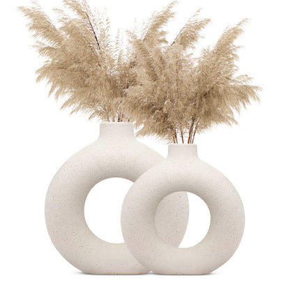 Decorative Ceramic Vase for Flowers, Pampas Grass Vase, Vase for Money Plant (Pack of 2)