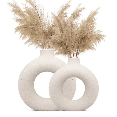 Decorative Ceramic Vase for Flowers, Pampas Grass Vase, Vase for Money Plant (Pack of 2)