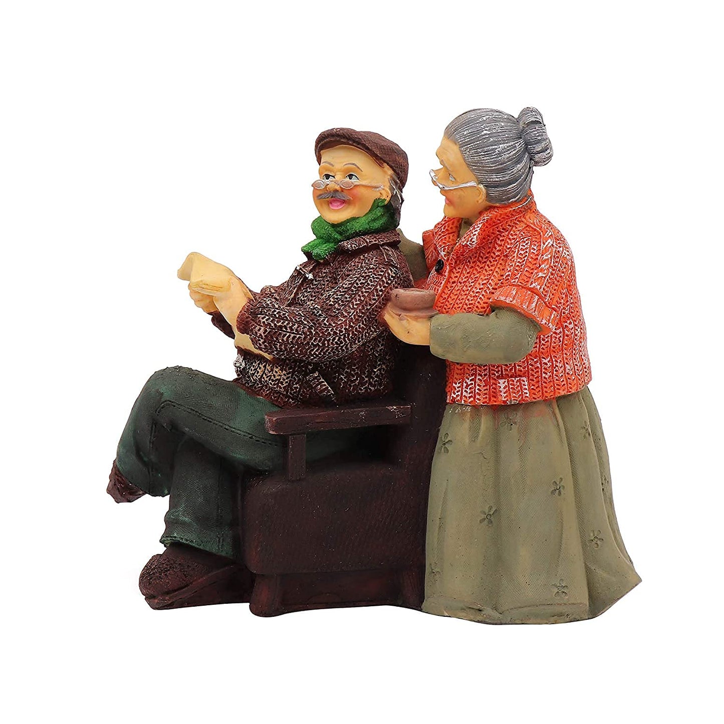 Beautiful Hand Painted |Medium Size Resin Sitting Romantic Couple for Home Decor