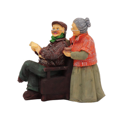 Beautiful Hand Painted |Medium Size Resin Sitting Romantic Couple for Home Decor